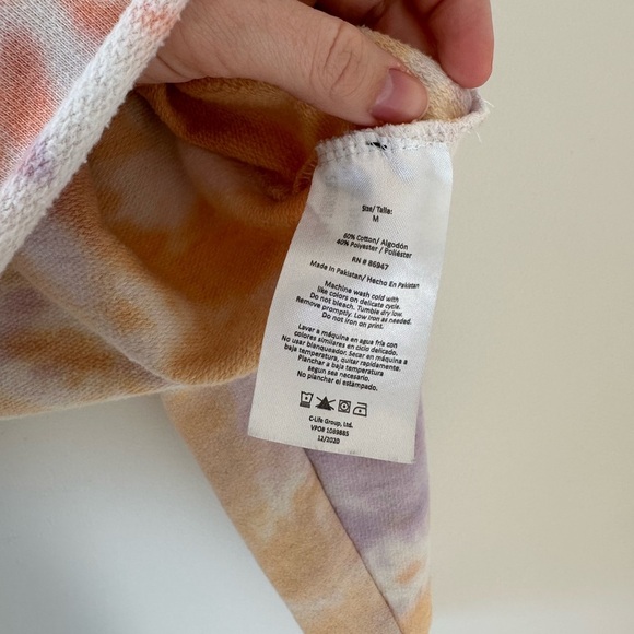 Pink Floyd Graphic Sweatshirt Pink Orange Tie Dye Cropped Crew Neck Pullover - Picture 6 of 7